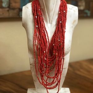 Red waterfall necklace with Lobster clasp A5